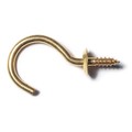 Midwest Fastener 25/32" x 1-1/2" Solid Brass Cup Hooks 100PK 51024